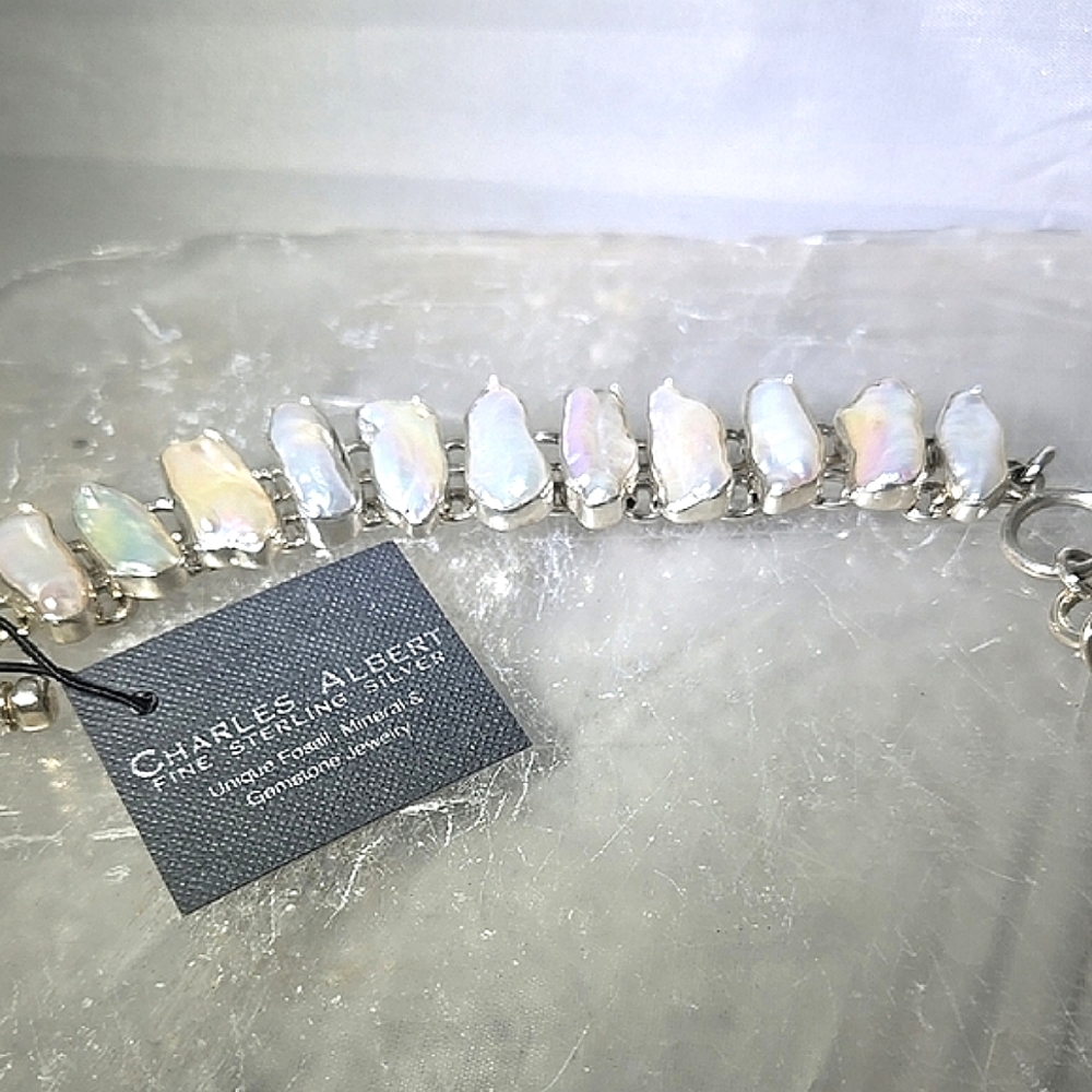 Fine Silver Biwa Pearl Bracelet